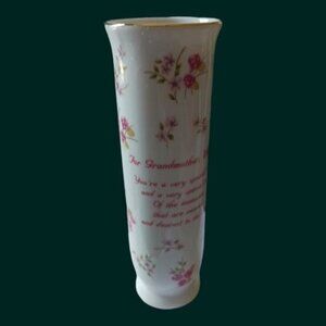Russ fine porcelain cylinder vase for grandmother wt love